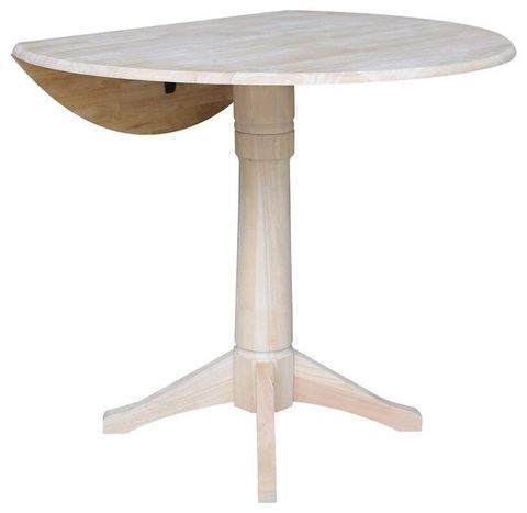 42" Round Solid Wood Dual Drop Leaf Pedestal Table - Unfinished ... with From Blank Canvas to Beautiful A Guide to Personalizing Your Pedestal Table